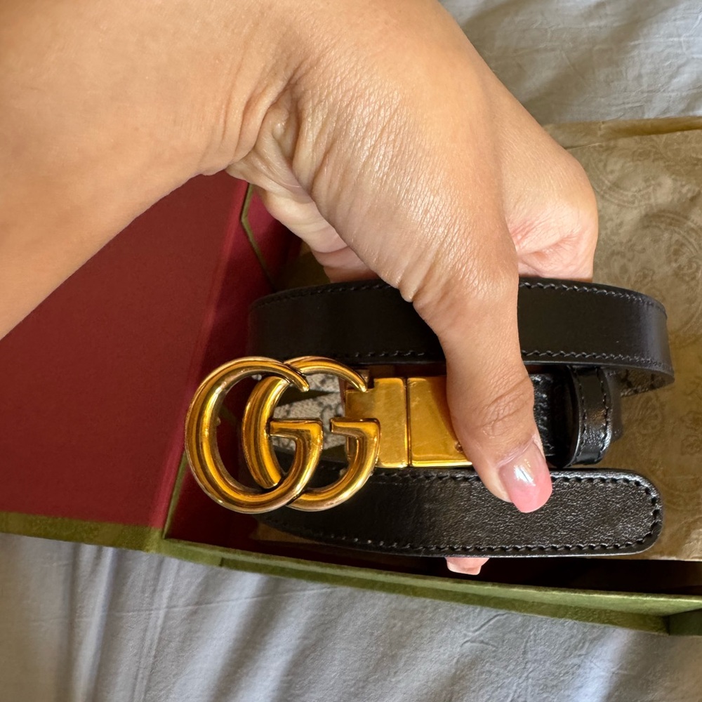 Gucci Beige Belt with Gold Buckle